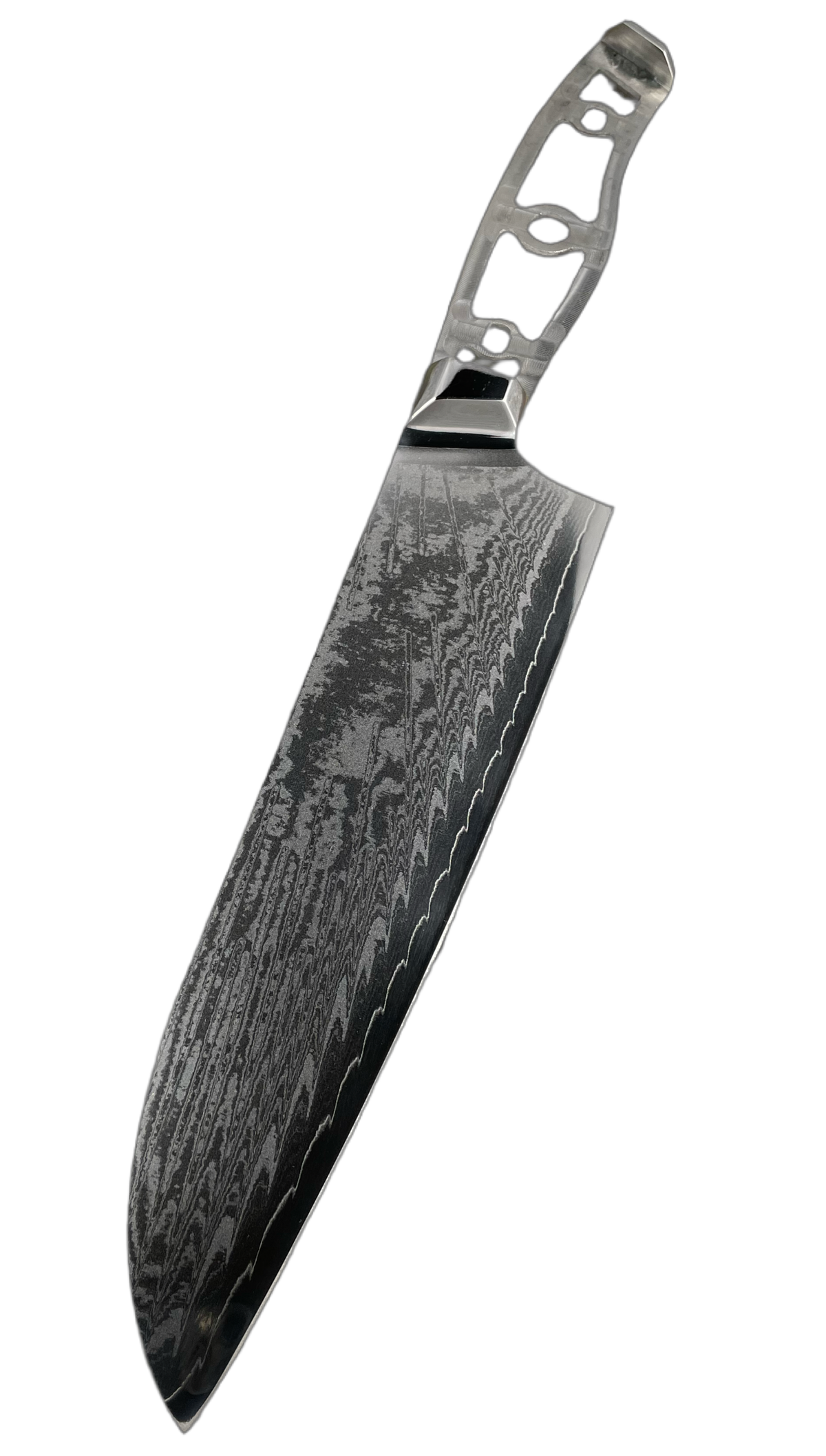 Santoku - Couteau de chef damassé AUS10 8" pleine soie avec alvéoles