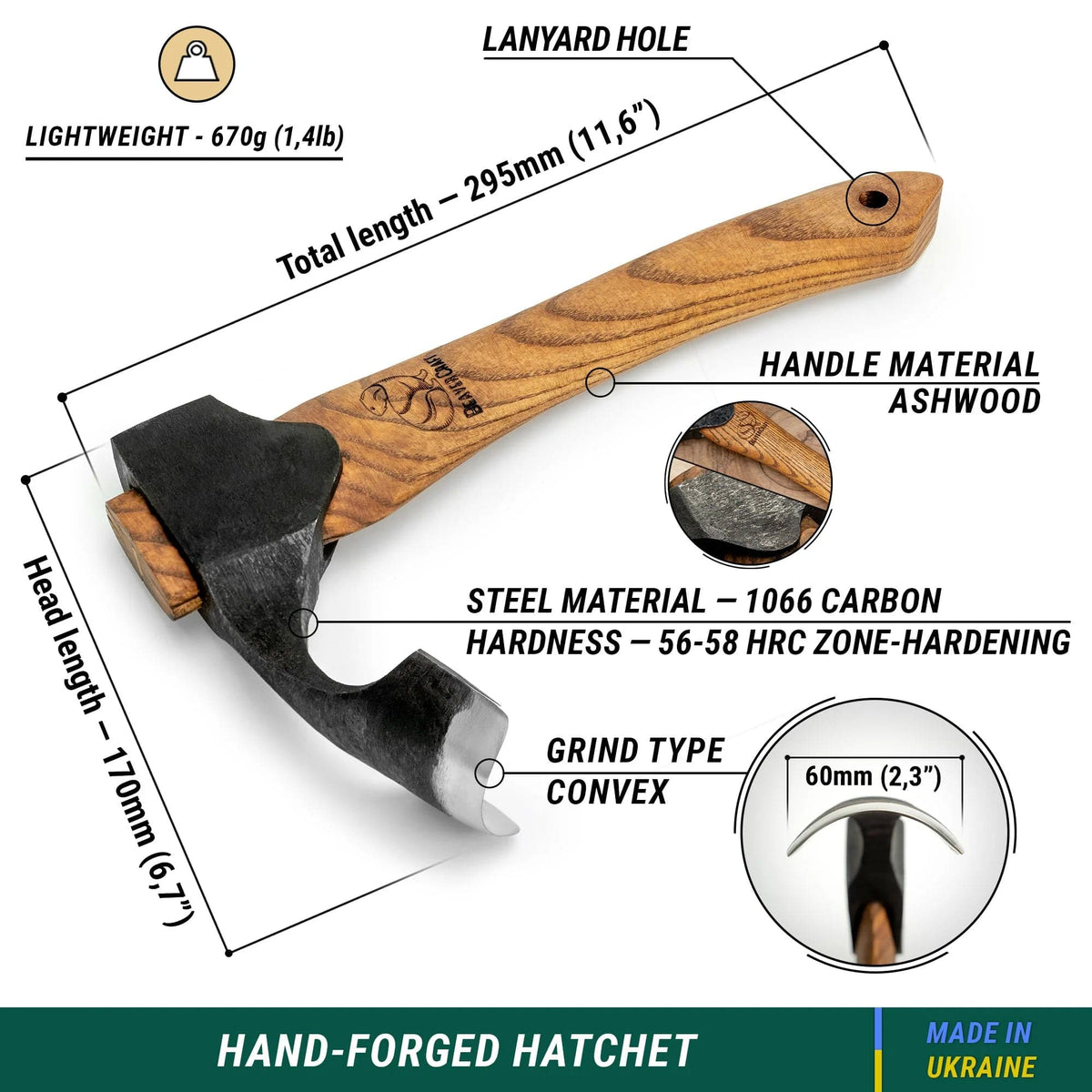 Hache avec protège-tranchant AX2 herminette