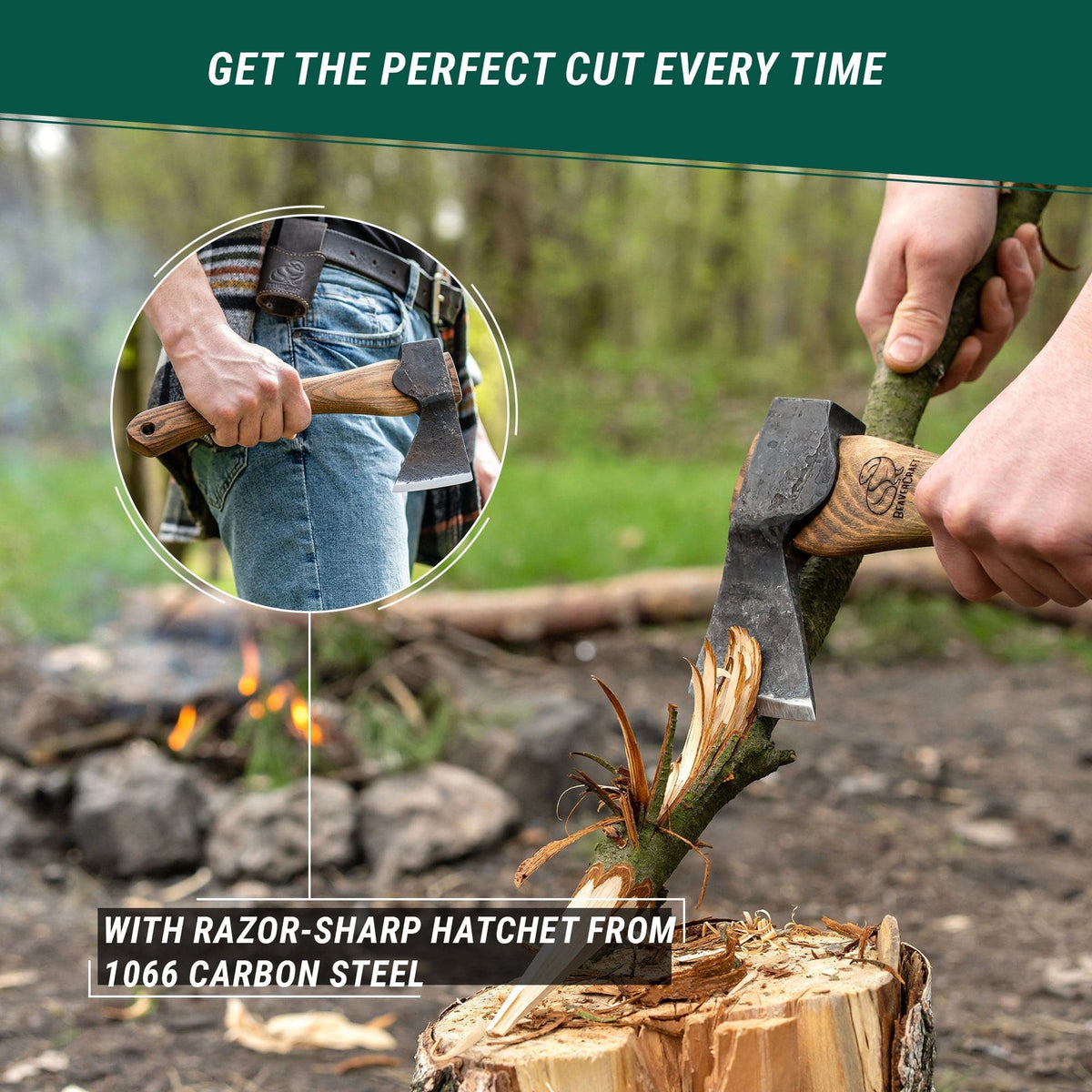 Hachette avec protège-lame AX1 Bushcraft Hatchet