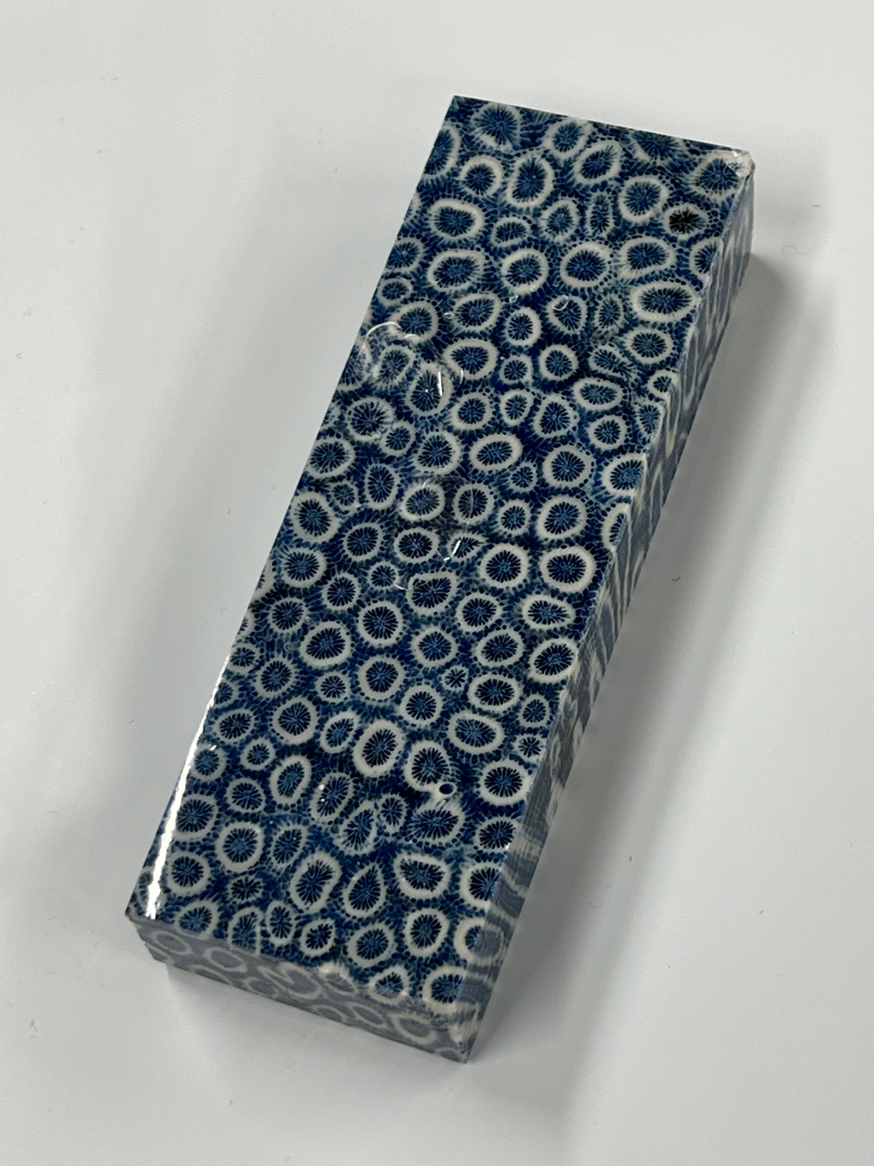 Ébauche de manche en corail fossile K1 (bleu)