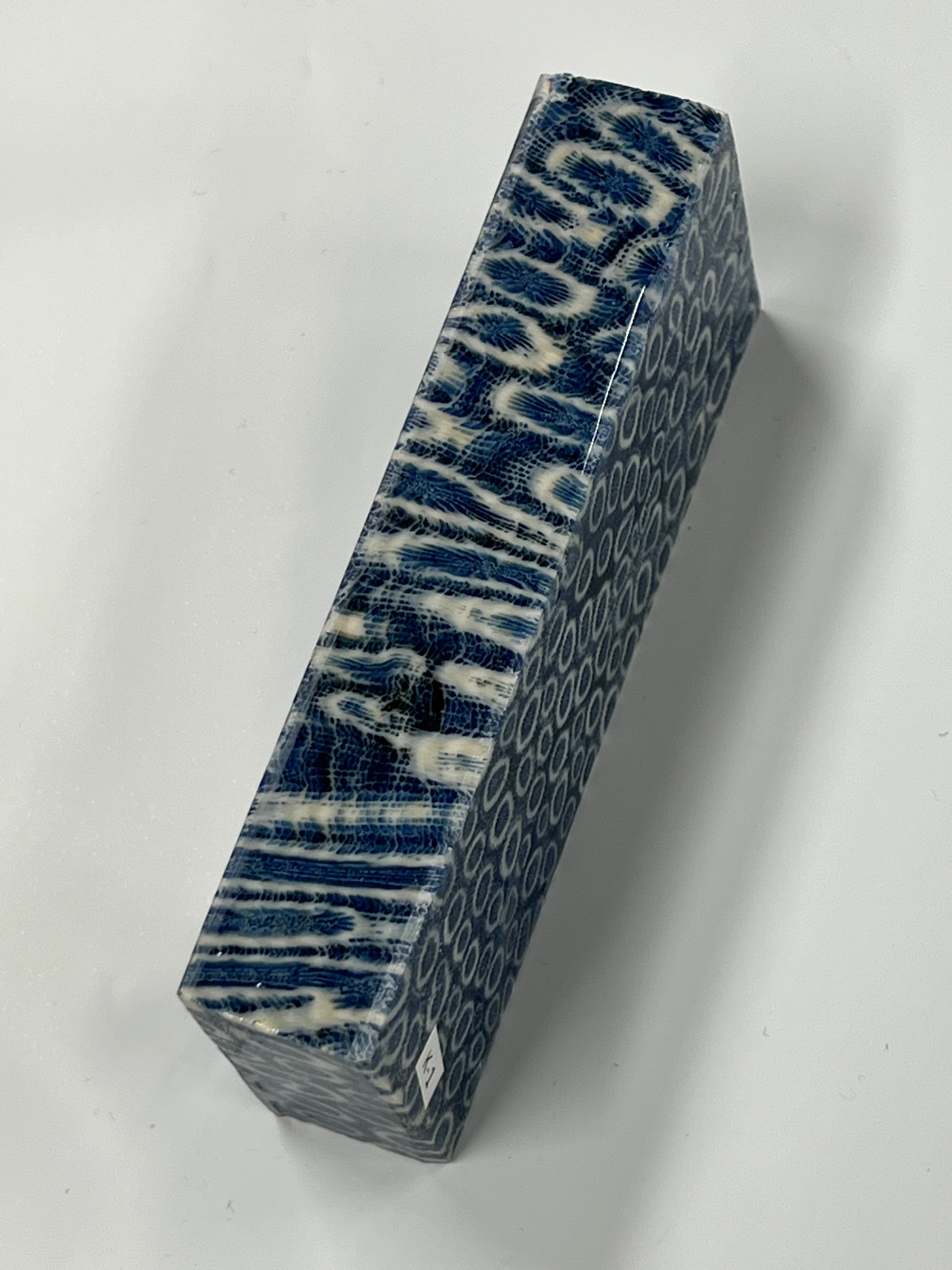 Ébauche de manche en corail fossile K1 (bleu)