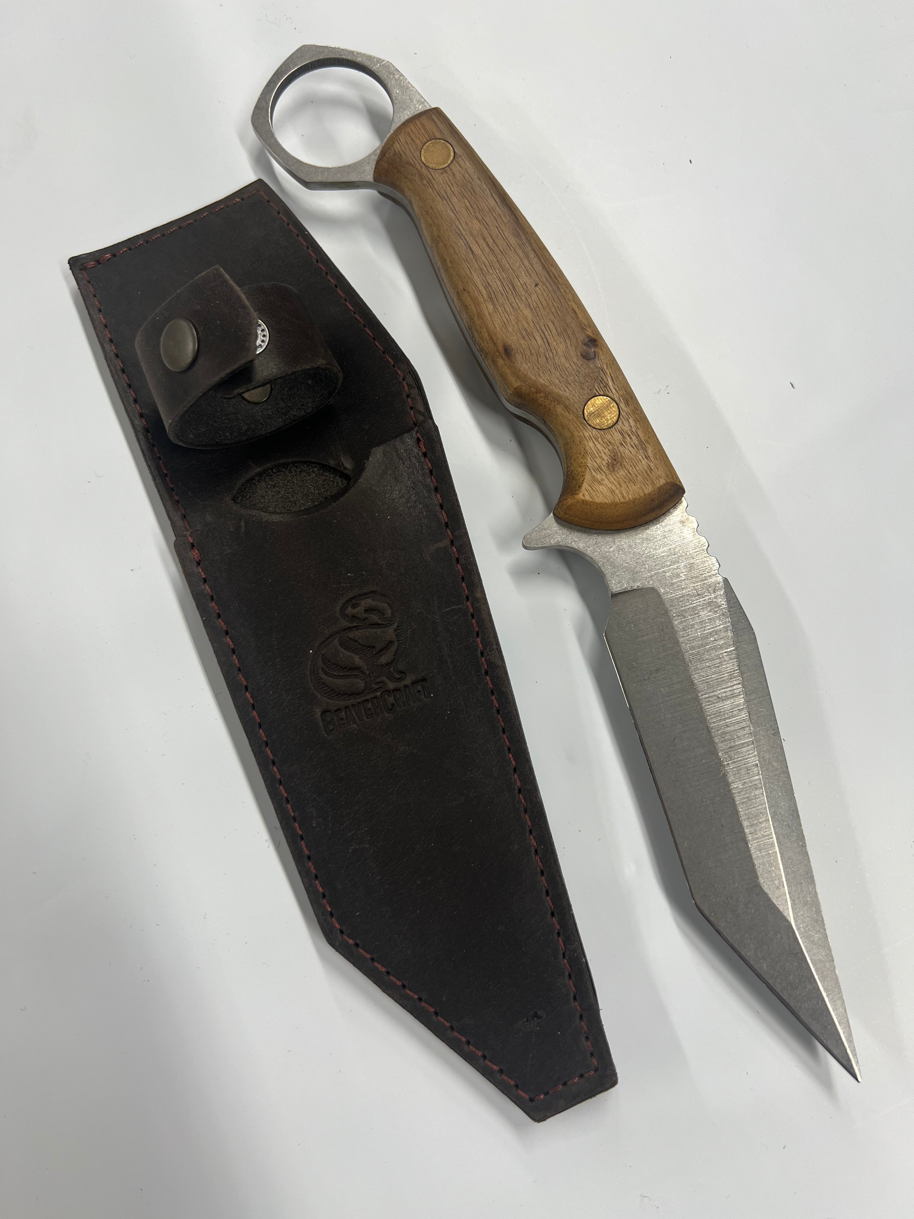 Couteau de camping ukrainien Karambit CGK1 avec étui en cuir