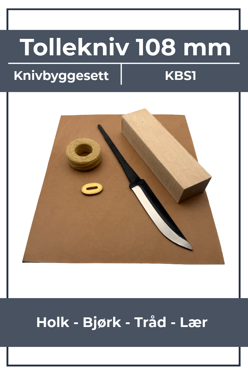 Kit de fabrication de couteau KBS1 - 108 mm avec bouleau, virole et cuir