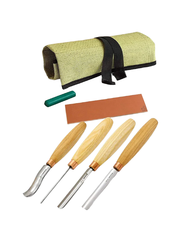 Set de gouges de sculpture sur bois SC01 de Beaver Craft, 4 pièces