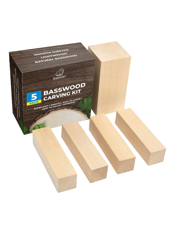 Blocs de bois de tilleul pour sculpture BW5, lot de 5 de Beaver Craft