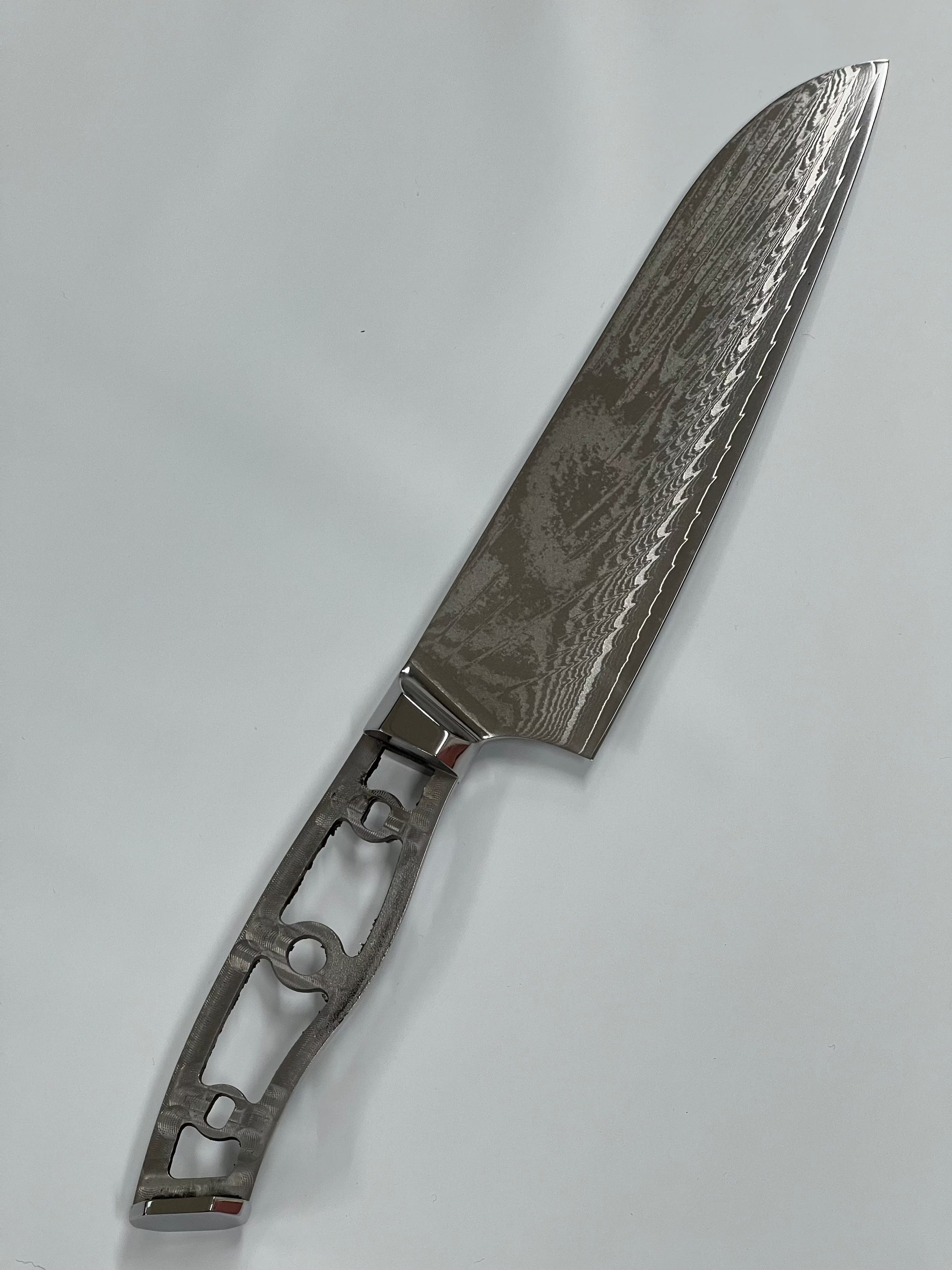 Santoku - Couteau de chef damassé AUS10 8" pleine soie avec alvéoles