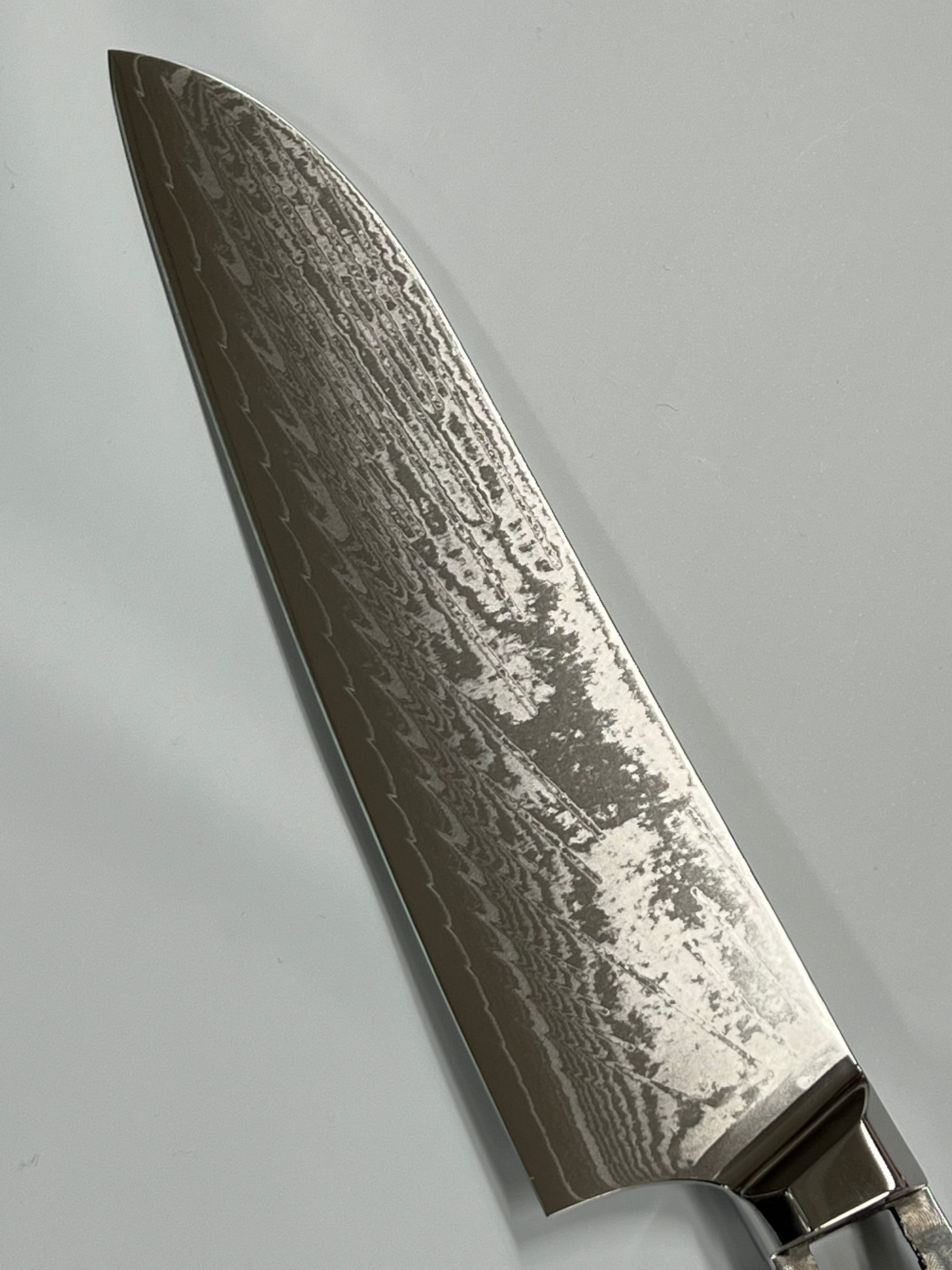 Santoku - Couteau de chef damassé AUS10 8" pleine soie avec alvéoles