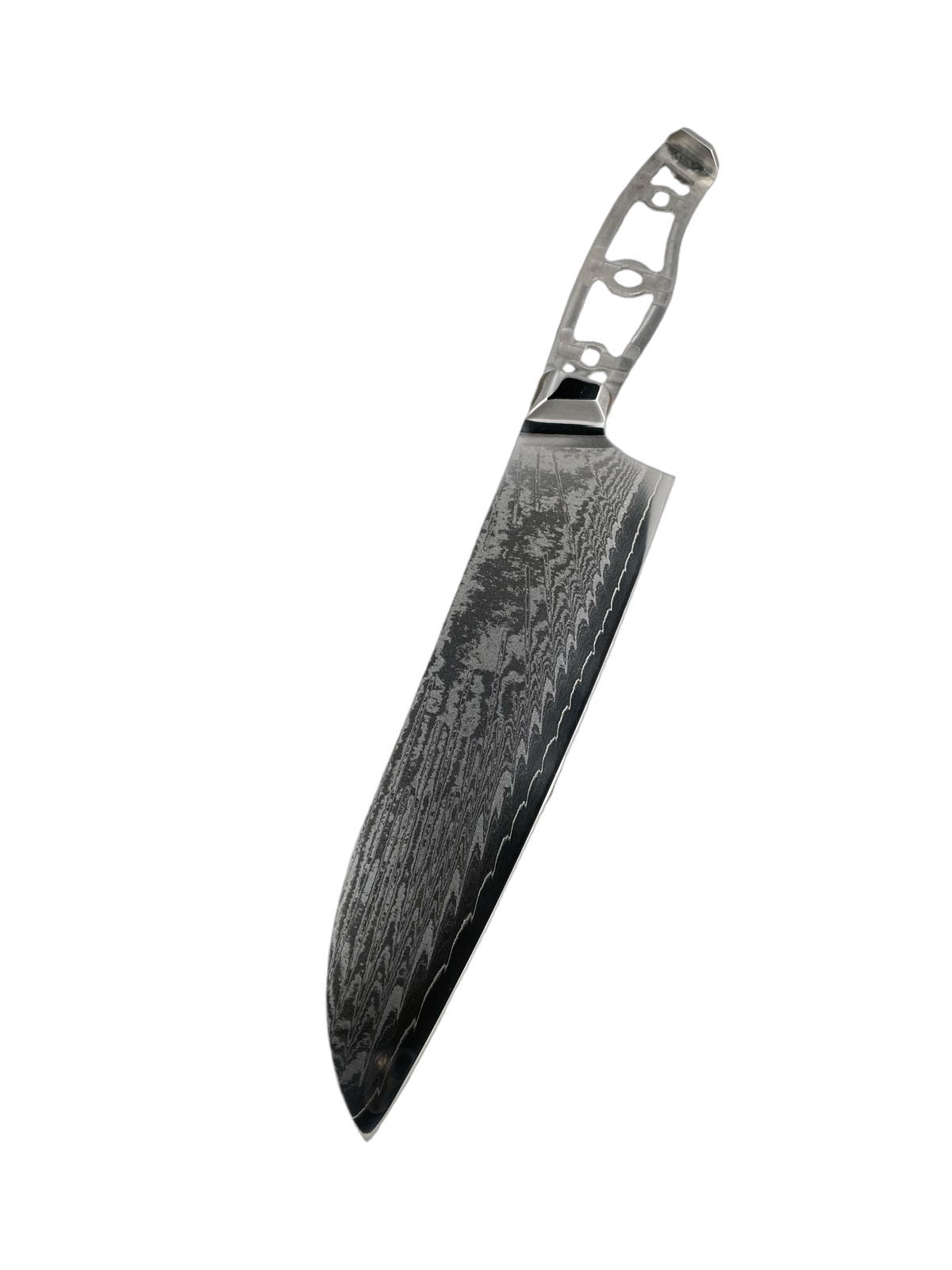 Santoku - Couteau de chef damassé AUS10 8" pleine soie avec alvéoles