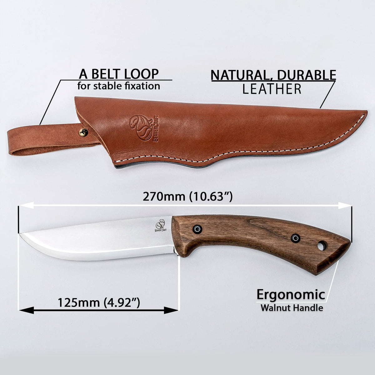 Couteau de bushcraft BSH1 Dune avec étui