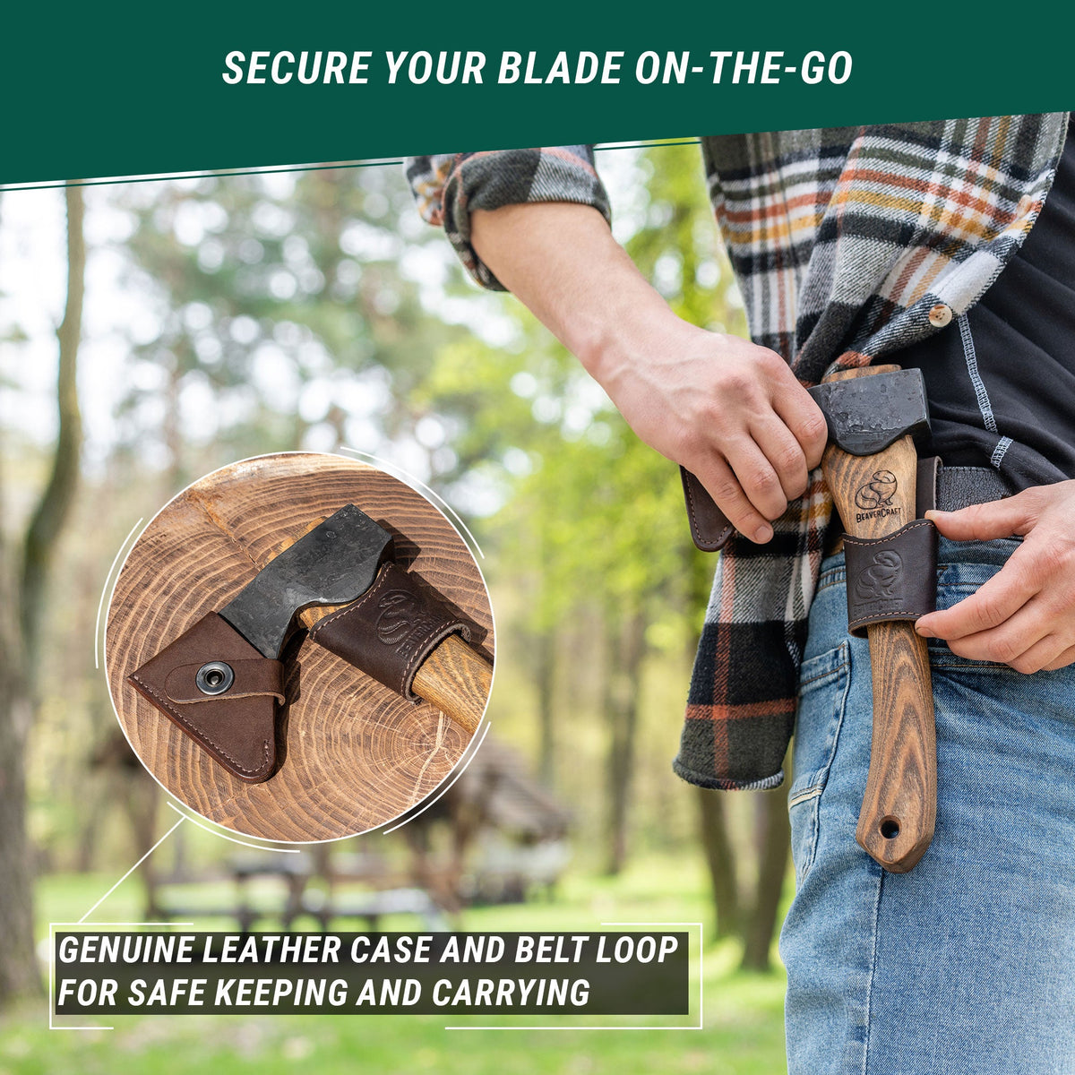 Hachette avec protège-lame AX1 Bushcraft Hatchet
