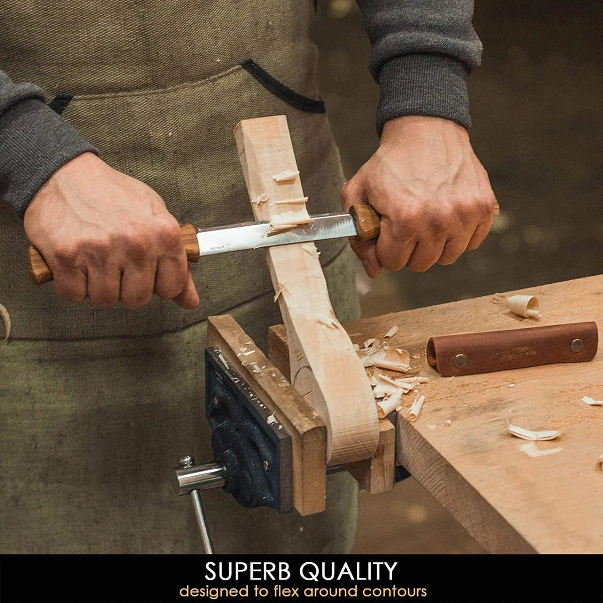 Couteau à sculpter 120 mm avec étui en cuir (DK1S)
