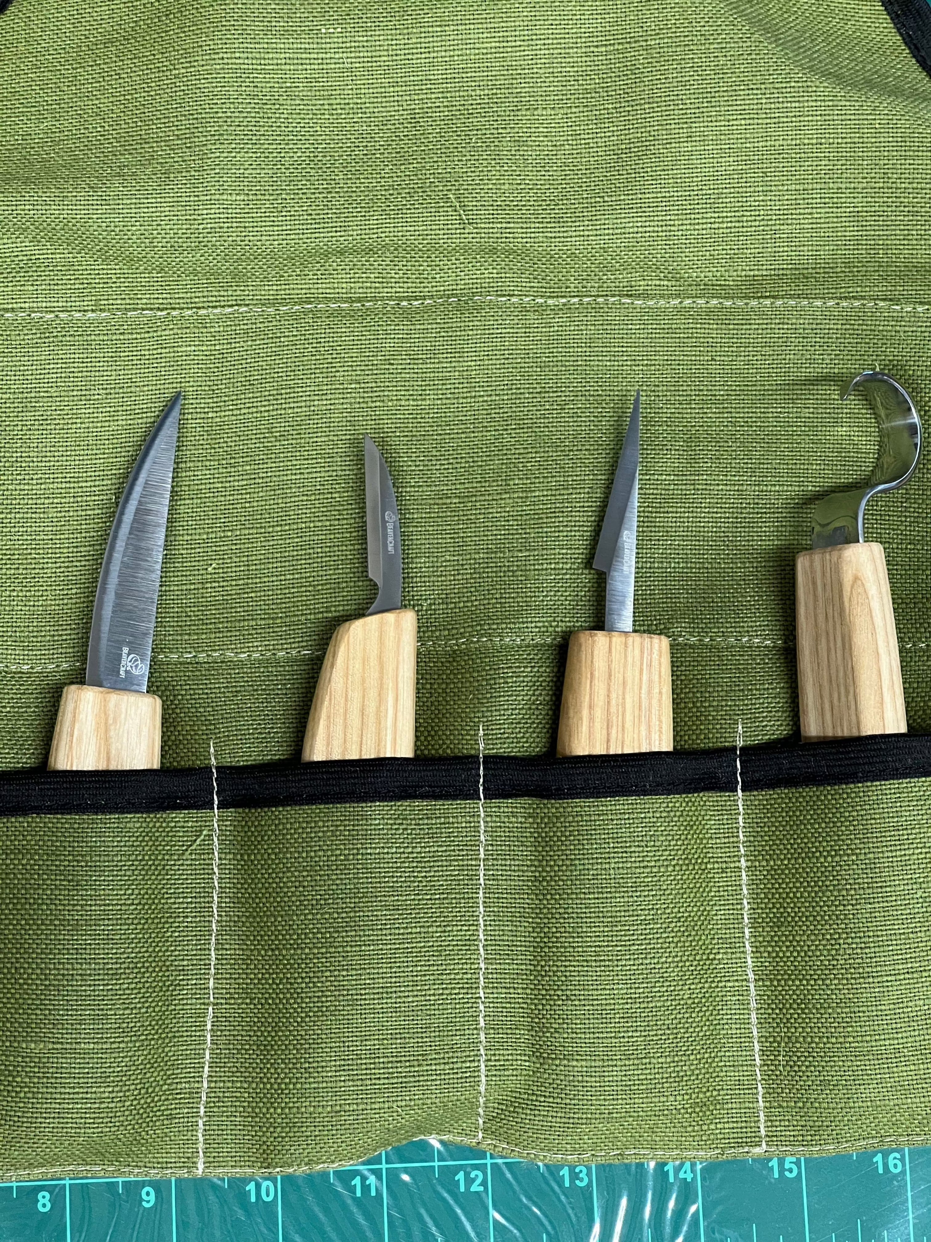 Set de 4 gouges à bois S09 avec étui en toile