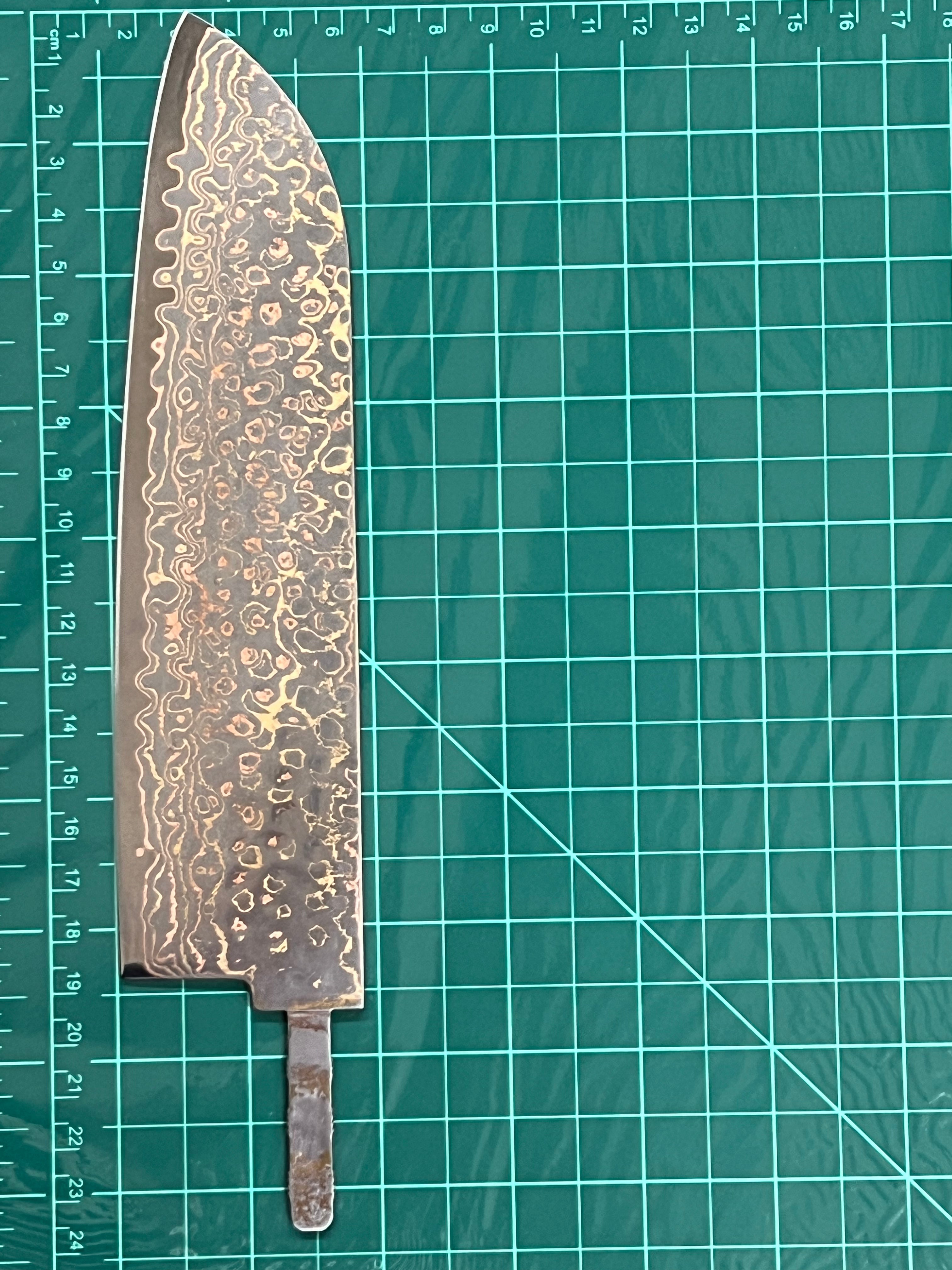 Santoku 200 mm Acier inoxydable Damas cuivre