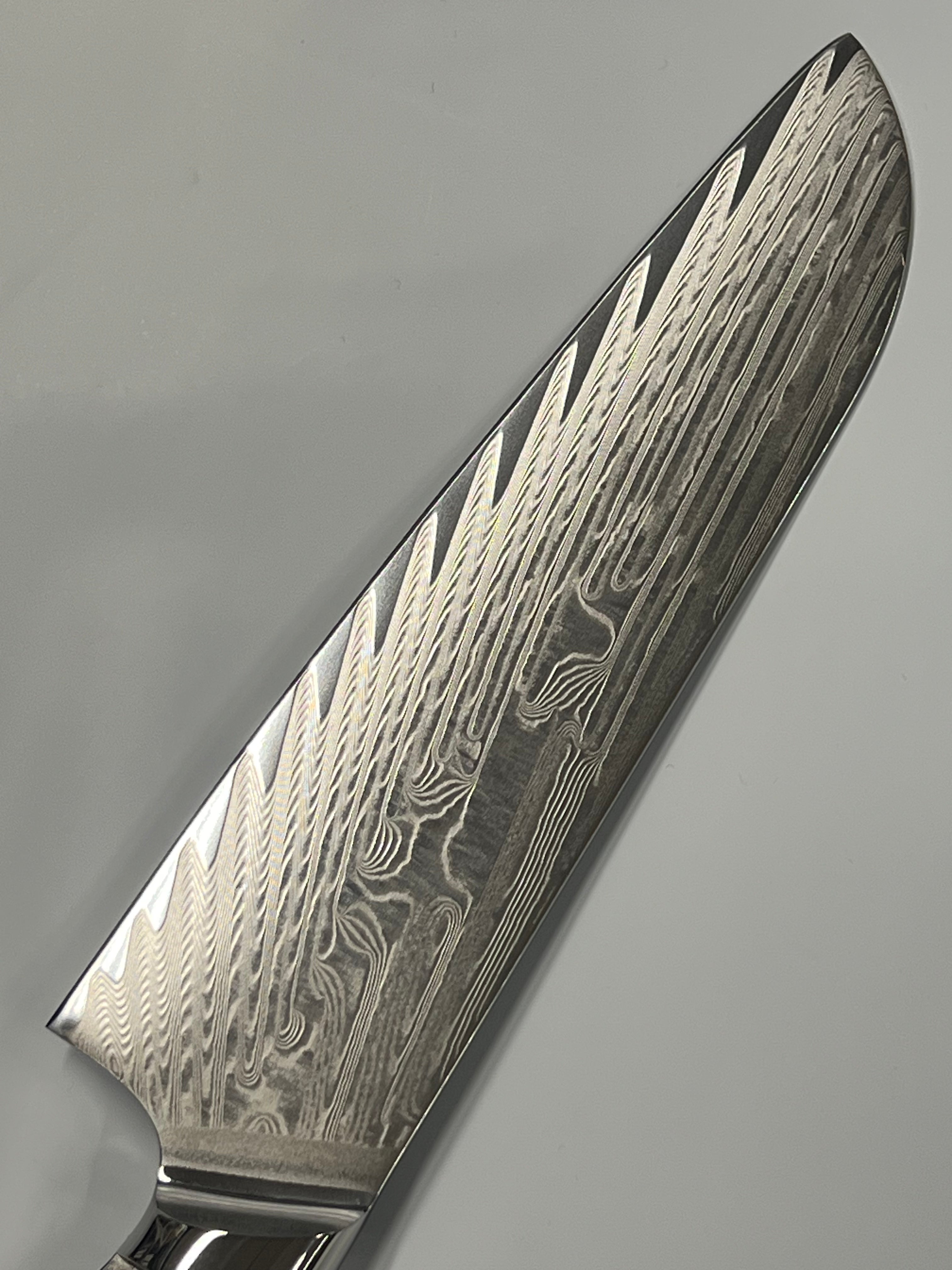 Santoku - Couteau de chef damas VG10 8" pleine soie avec mitres