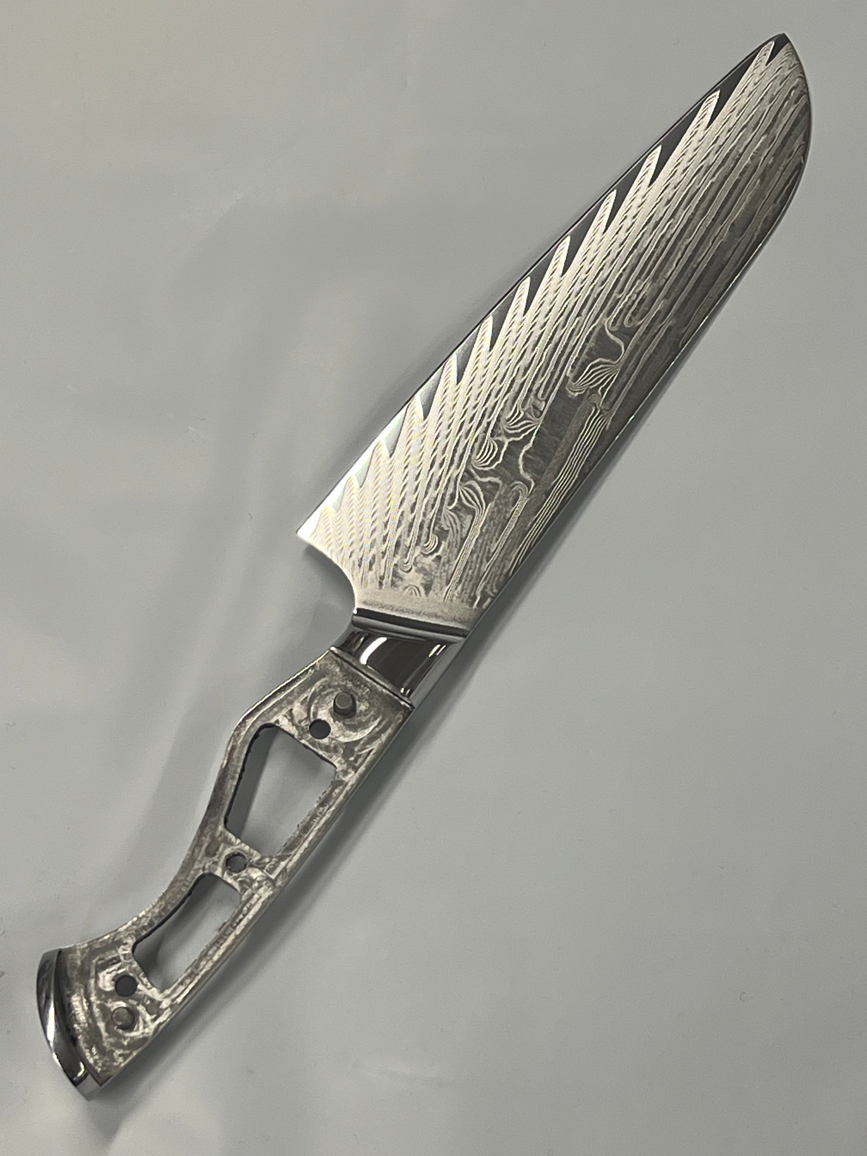 Santoku - Couteau de chef damas VG10 8" pleine soie avec mitres