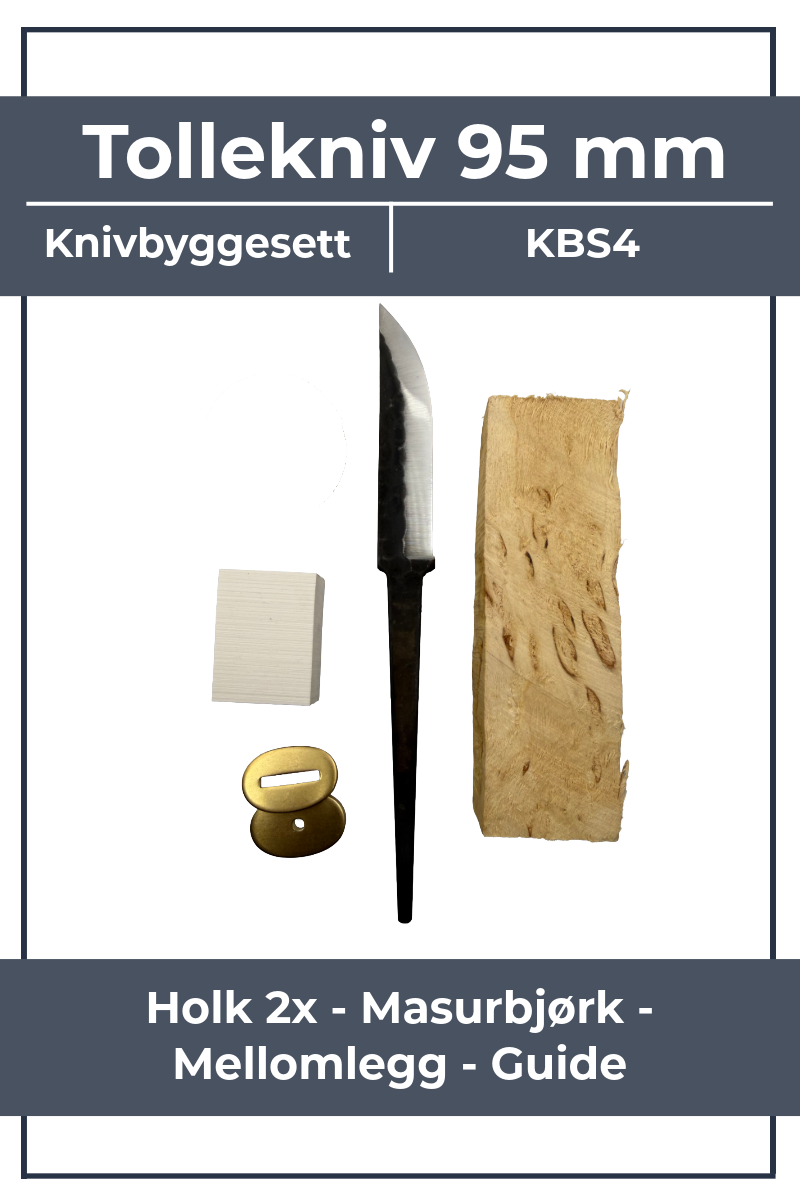 Kit de fabrication de couteau KBS4 - 95mm finition martelée avec bouleau madré et mitres en laiton
