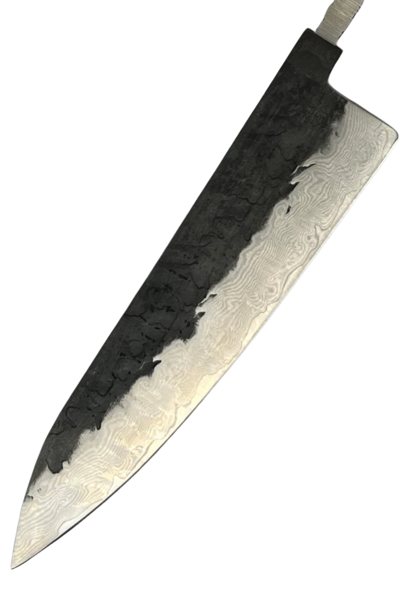 Couteau de chef 200 mm VG-10 Noir Brute de forge Damas