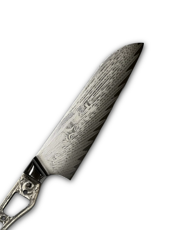 Santoku - Couteau de chef damas VG10 8" pleine soie avec mitres
