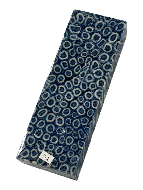 Ébauche de manche en corail fossile K1 (bleu)