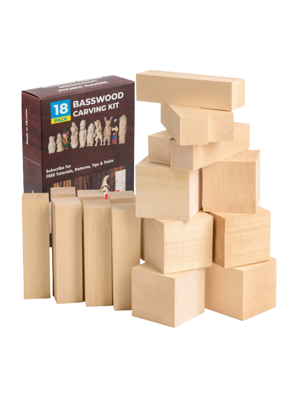 Ébauches de sculpture sur bois de tilleul BW18, lot de 18, de Beaver Craft