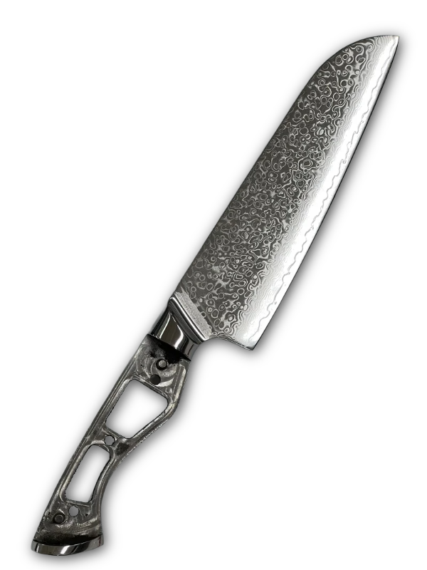 Santoku - Couteau de chef damas VG10 8" pleine soie avec mitres