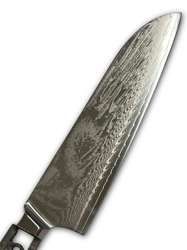 Santoku - Couteau de chef damassé AUS10 8" pleine soie avec alvéoles