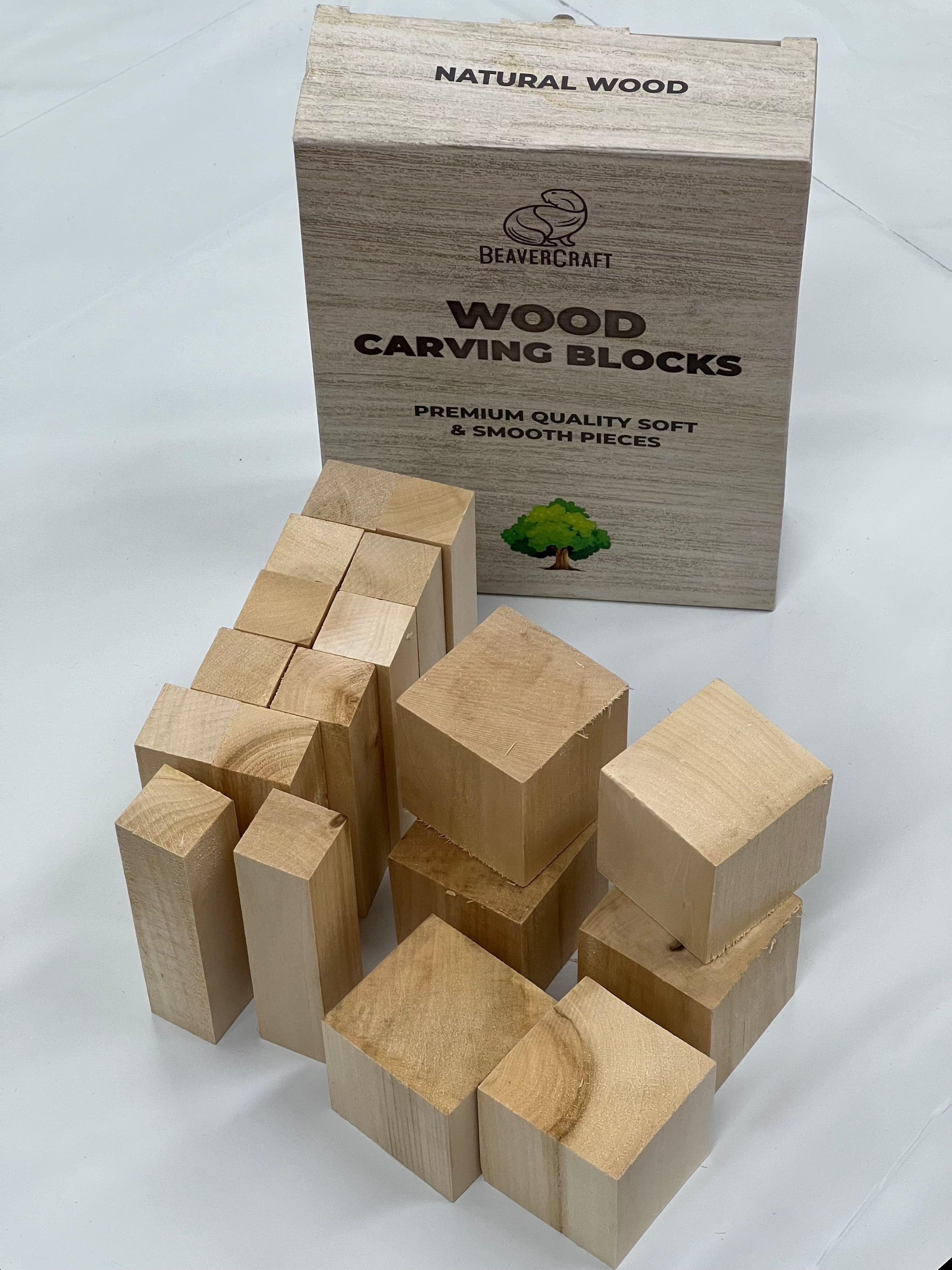 Ébauches de sculpture sur bois de tilleul BW18, lot de 18, de Beaver Craft
