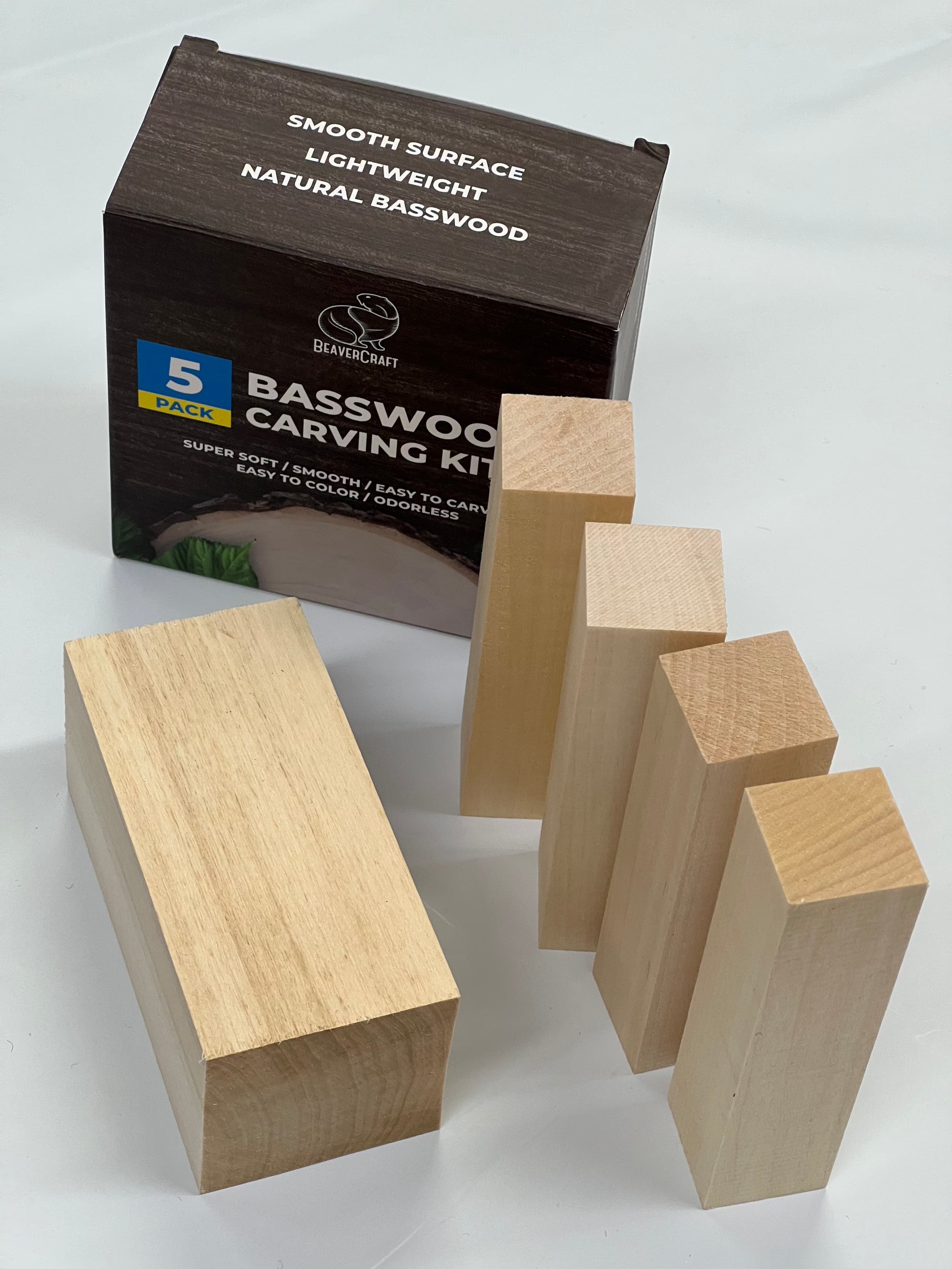 Blocs de bois de tilleul pour sculpture BW5, lot de 5 de Beaver Craft