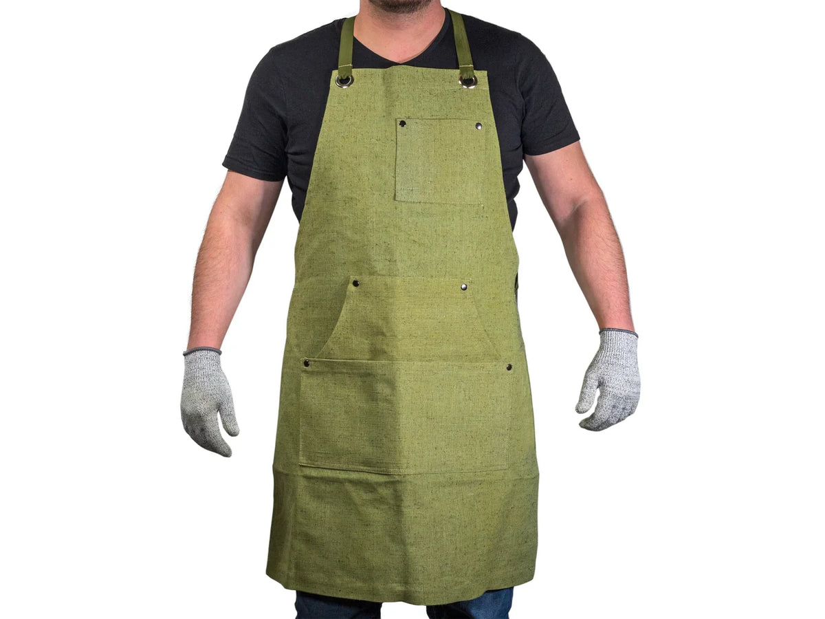 Tablier ajustable en toile verte AP1