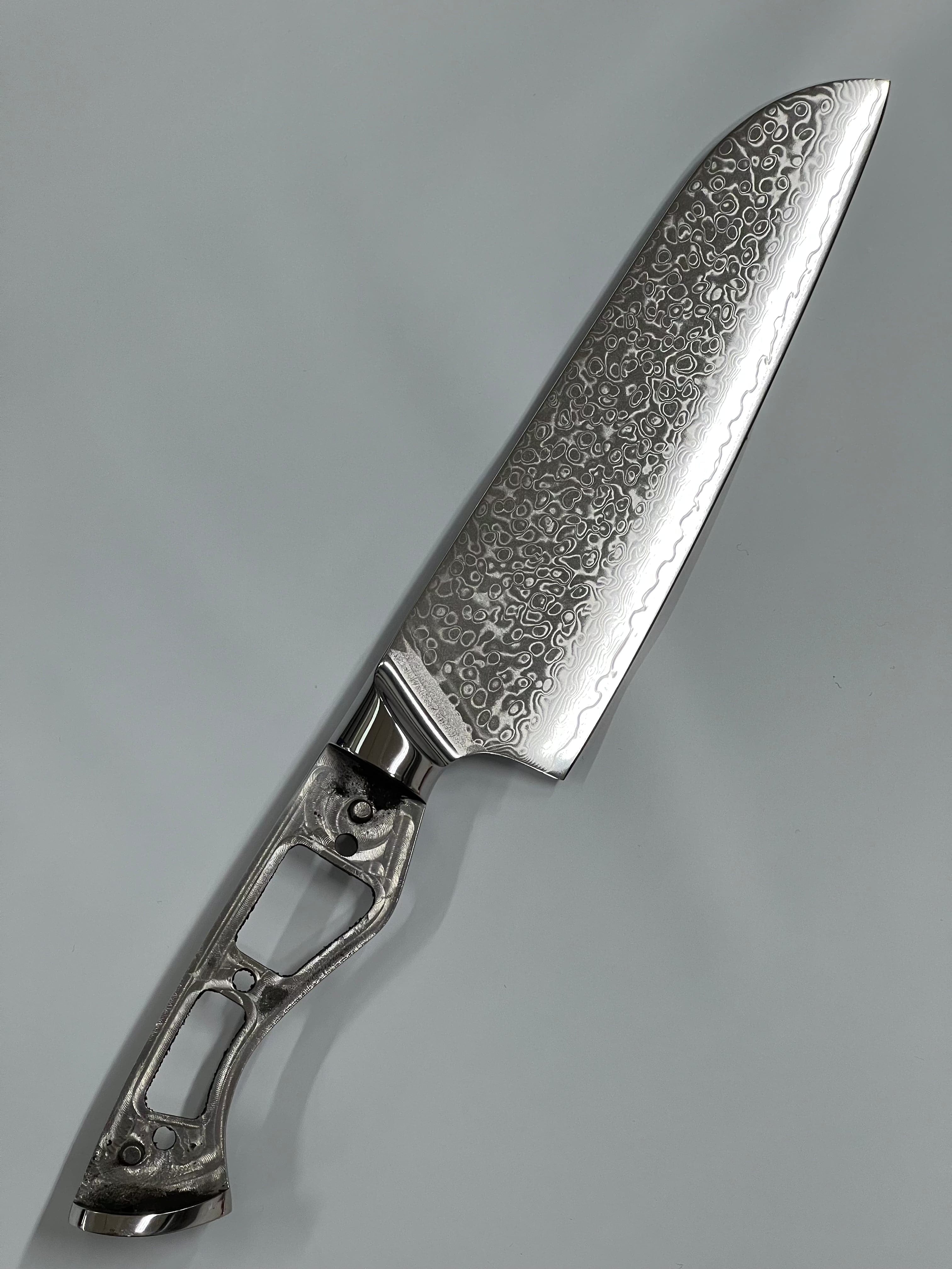 Santoku - Couteau de chef damas VG10 8" pleine soie avec mitres